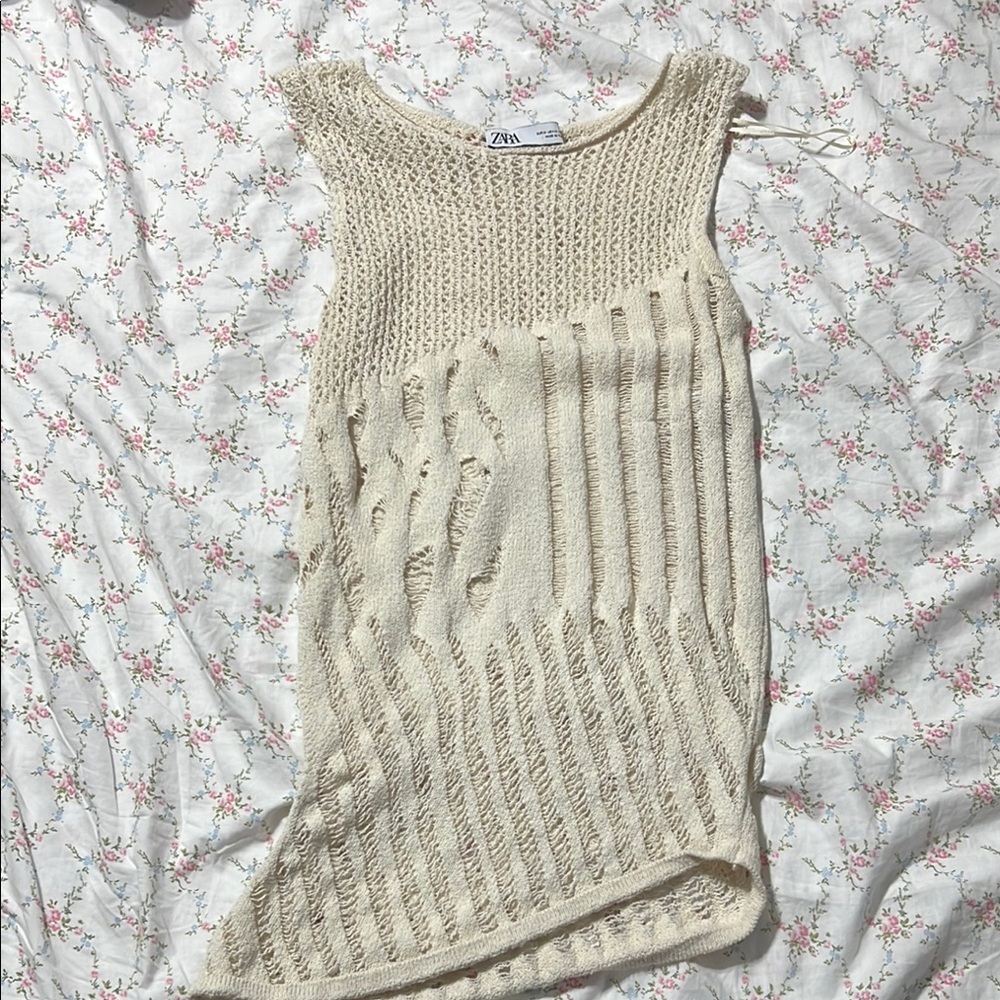 Zara Cream Knit Sleeveless Top